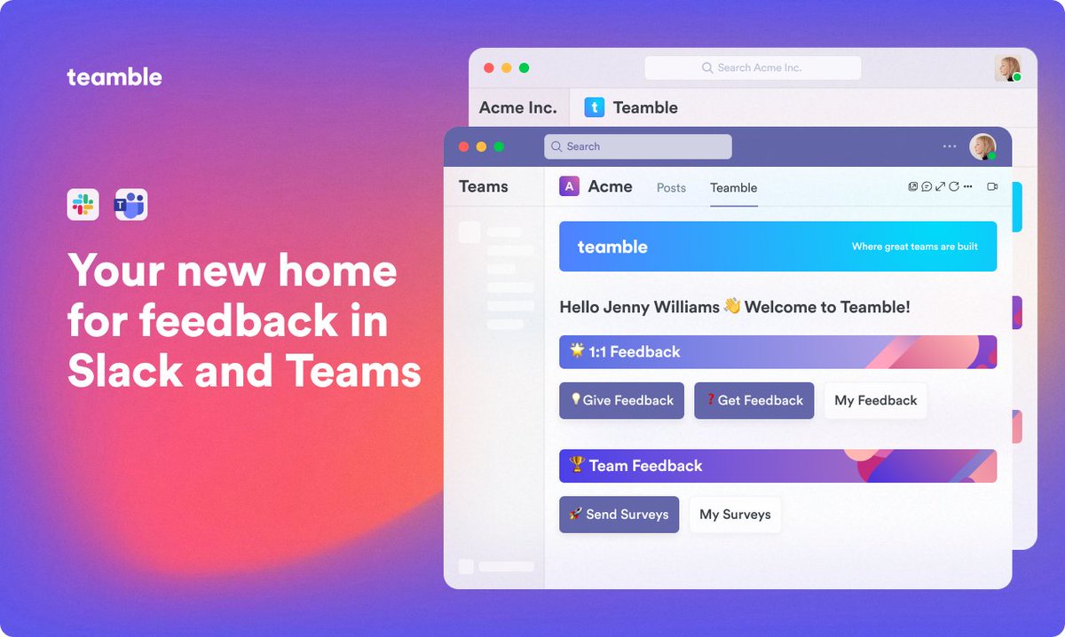 TeambleTeam's tweet photo. Coming soon to @SlackHQ and @MicrosoftTeams 🙌 https://t.co/gFqnbaWqwF