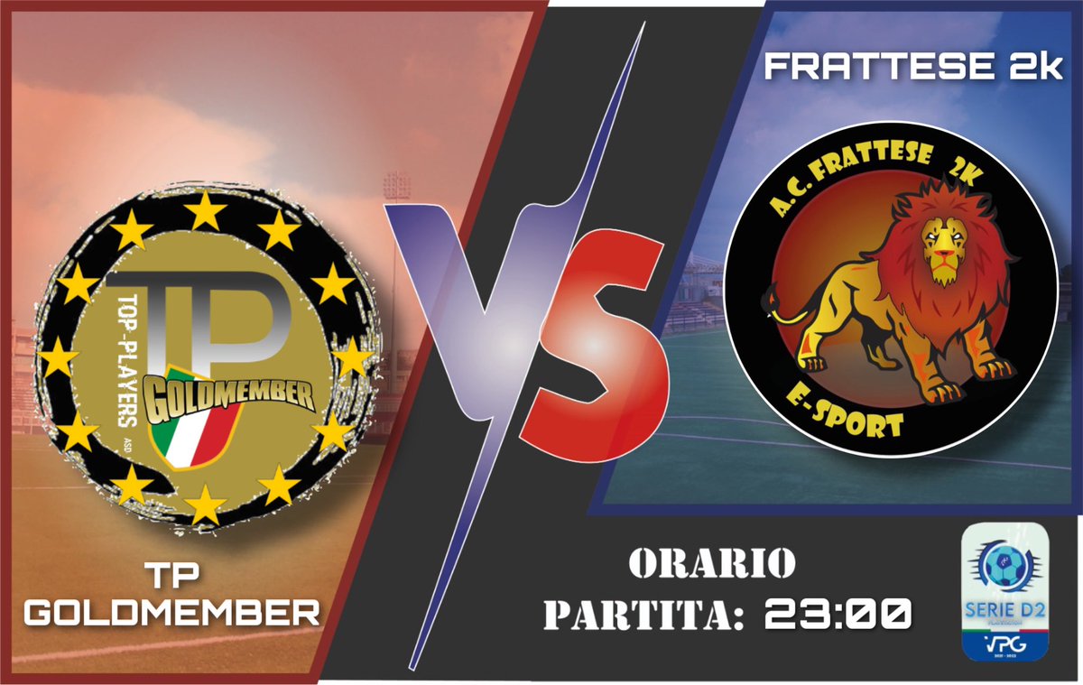 ⚽️MATCHDAY⚽️
🗓 23/11/21

🕥 START: 22:40
🆚 <a href="/OmegaPowers_/">Omega Powers</a> 
🏆 <a href="/VPG_Italy/">VPG Italy</a>-#serieD2 

🕥 START: 23:00
🆚 @gold_ps4 
🏆 <a href="/VPG_Italy/">VPG Italy</a>-#serieD2 

📹Live Twitch
m.twitch.tv/gvanorio_/home