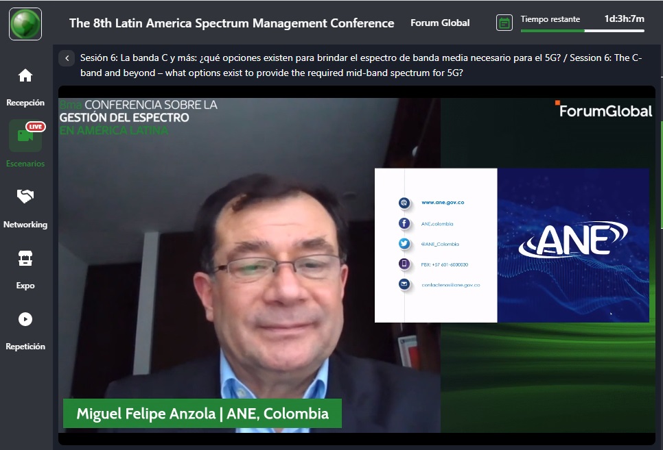 ANE_Colombia's tweet photo. "Para el Plan 5G Colombia”, el @Ministerio_TIC presentó el plan de trabajo para promover el primer despliegue de la red #5G, considerando el rango 3,5 GHz como un elemento clave para lograrlo” @MiguelFAnzola #FORUMGLOBAL https://t.co/H4qKplMo9E