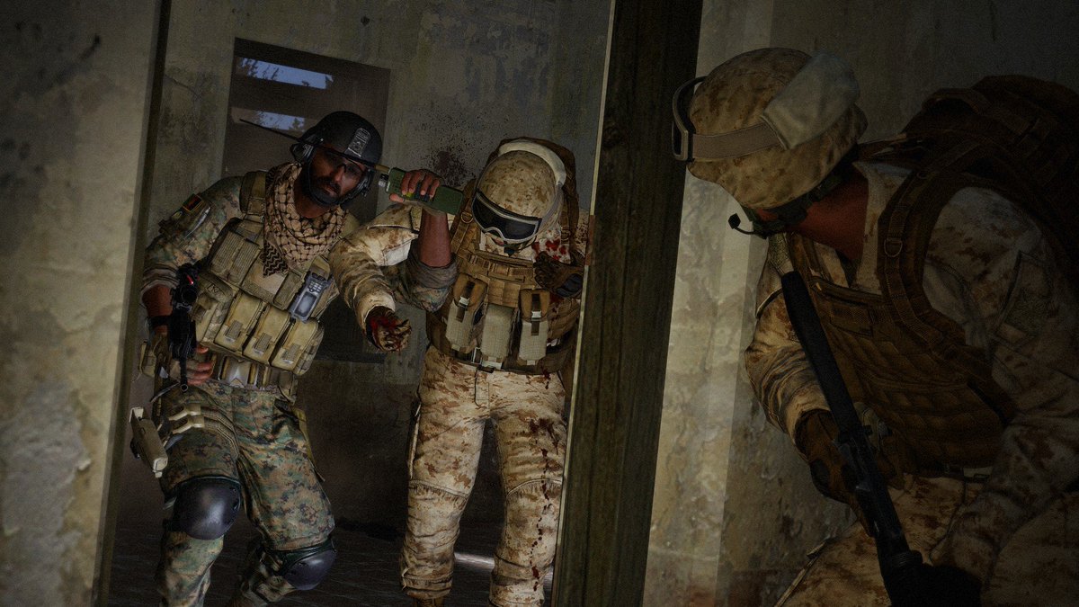 A member of the Afghan National Interdiction Unit escorts a wounded US Marine, Helmand province, Afghanistan, 2012. #Arma3 #arma3photography