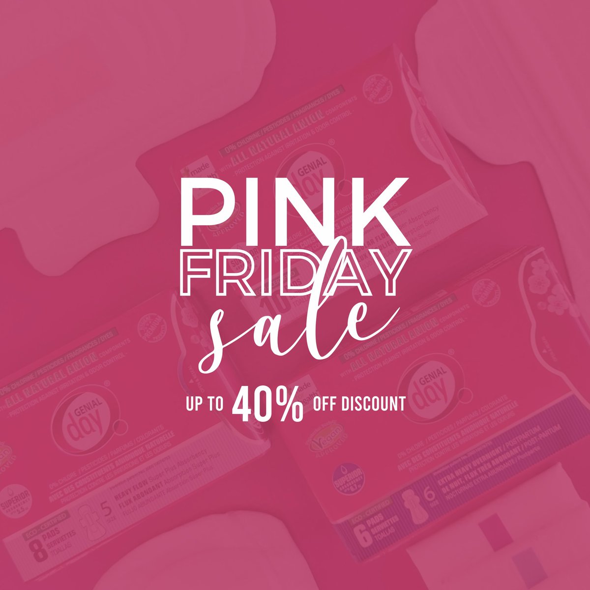 Pink Friday Sale is back on!! Get your menstrual care products with up to 40% OFF! 💕💕💕

genialday.com

#pinkfriday #pinkfridaysale #pinktribe #femininecare #womenshealth #menstrualhealth #forwomen #periodproblems #onlineshopping