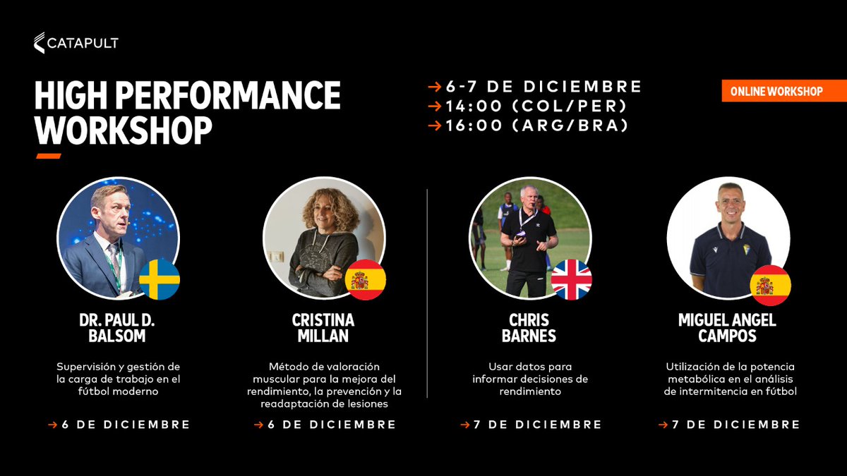 Macamvaz's tweet photo. Orgulloso de compartir cartel de ponentes con compañeros de tanto nivel. Os esperamos en el High Performance Workshop de @catapultsports Inscripción gratuita! https://t.co/BoKlVqYDVM