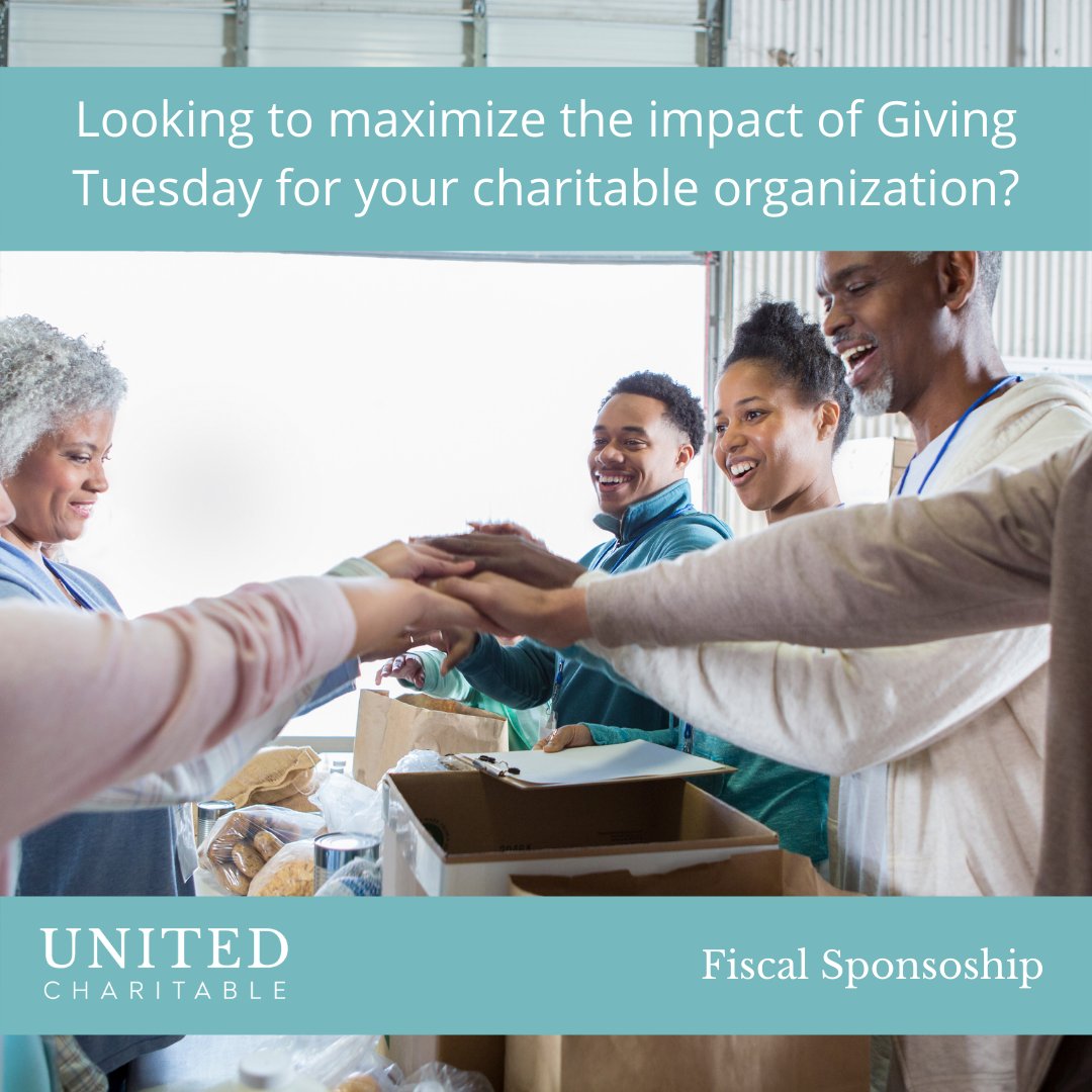 UnitedCharitabl's tweet photo. This upcoming #GivingTuesday be sure to tag us, your #FiscalSponsor, so we can share to our channels and further your reach! 📣
#UnitedCharitable #SocialGood #FiscalSponsorship #Charity #GivingTuesday2021 https://t.co/4K2MPBg3Dy