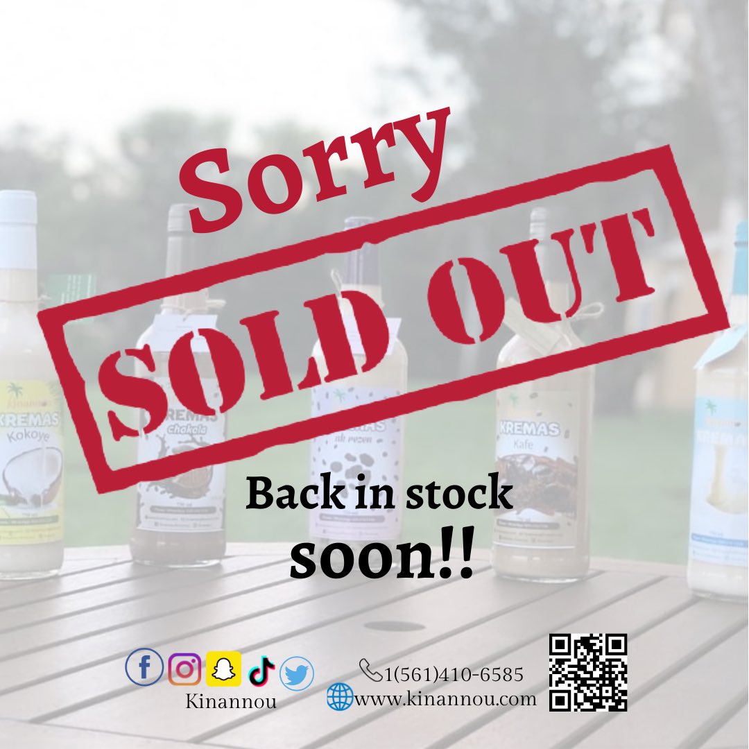 kinannou's tweet photo. We are currently sold out but don’t worry, we’ll be back soon for your needs! Thank you to everyone who has been supporting us and we’ll let you know when we’re back in stock #kinannou #kremas https://t.co/M2bzRtedcO