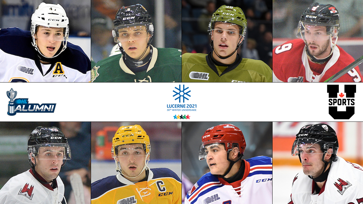 OHLHockey's tweet photo. 8⃣ #OHL graduates have been selected from @USPORTS_Hockey rosters across the country to represent Canada at the 2021 @FISU Winter Universiade in Lucerne, Switzerland. #OHLAlumni

DETAILS 🇨🇦: https://t.co/G4pB7fHmam https://t.co/rueGqj3MFk