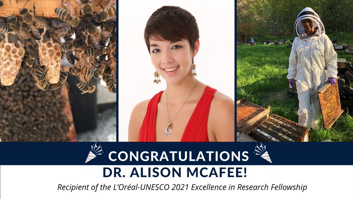 ubcmsl's tweet photo. 🥳Congratulations to Dr. @ali_mcafee for receiving L'Oréal-UNESCO 2021 Excellence in Research Fellowship!
Learn more about this prestigious award & Dr. McAfee’s research on honey bee fertility in @lenjf's #FosterLab, using #proteomics & #massspectrometry: https://t.co/vhGYVh2ekR https://t.co/kNceGpZZOS