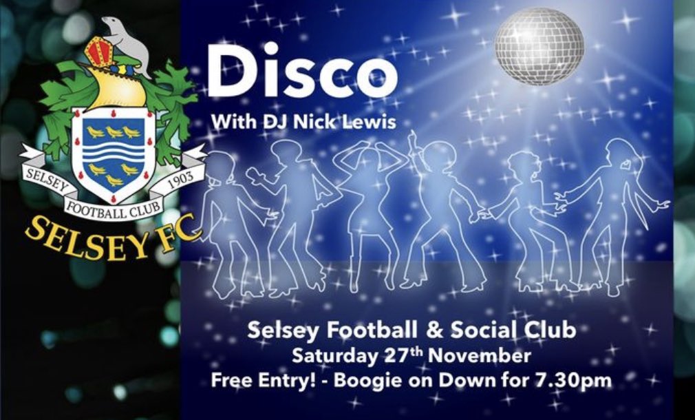 ReservesSelsey's tweet photo. DISCO this Saturday @SelseyFootballC  FREE entry ! Boogie on down for 7.40 start! All welcome https://t.co/OWPqJJtNbk