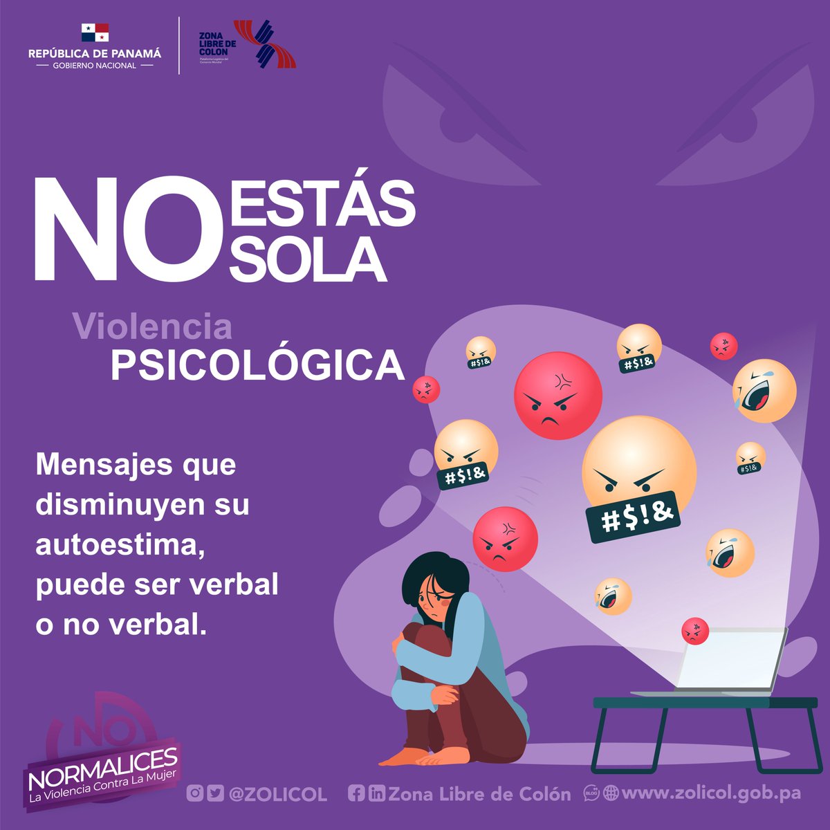 zolicol's tweet photo. #NoLoNormalices si te ridiculiza y ofende constantemente, o hace gestos que te hacen sentir mal, eso es violencia. Usa tu Mascarilla Violeta y denúncialo:
☎️182 del @inamupanama
☎️ 507-2900 de las Sección de Atención Primaria de la @PGN_PANAMA
☎️ 127 de la @DefensoriaPan https://t.co/aycnhog2DO