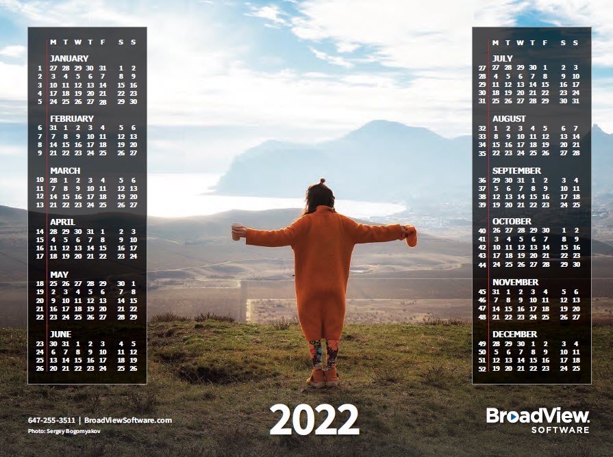 Crafted with photos from staff adventures the past year the BroadView Software broadcast calendars for 2022 are now available. Get your free download at BroadViewsoftware.Com/calendars #BroadcastCalendar2022