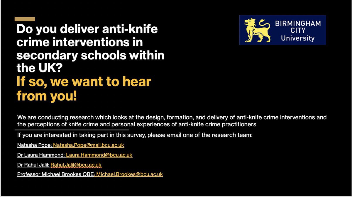 So pleased to have taken part in this #knifecrime research &amp; hopefully our input can shape effective delivery. Thank you @Natashapope91 for getting in touch.
