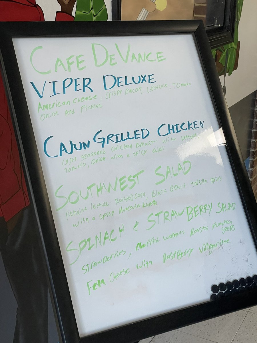 LaShawnHawley's tweet photo. The lunch menu &amp; some of the items prepared for the C&amp;I Team Meeting today at Cafe de Vance. Kudos to Culinary Arts students for a job well done! #nomnom #goCTEvcs #CTEforNC #NCDMonth https://t.co/hXsNC0WVu1