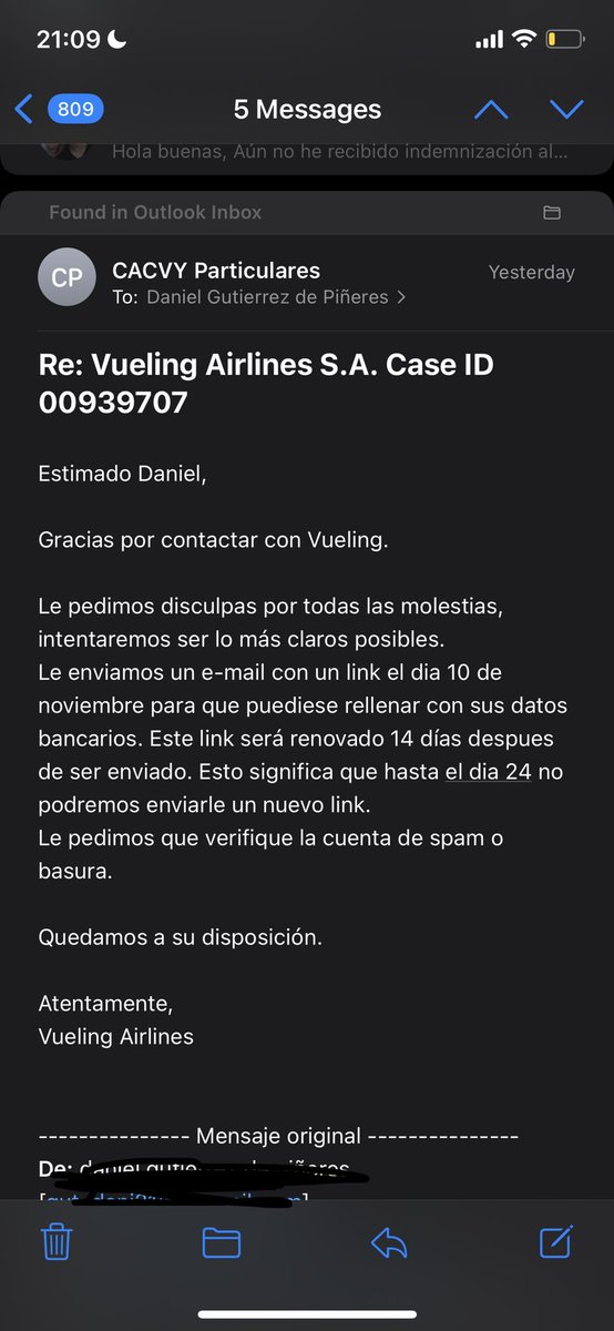 DanielGtz14's tweet photo. @consumidores Impresentable lo de @vueling Un mes con reclamaciones pendientes por overbooking forzoso y pérdida de equipaje, y solo se digna a enviar links de pago que no ejecutan. Debiendo pagar en 7 días,  no cumplen y no responden. Por favor, responsabilidad por su servicio! https://t.co/SJx68lZti5