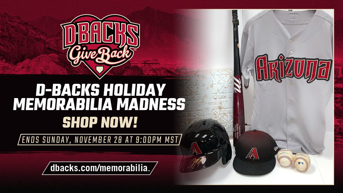 The #DbacksGiveBack Holiday Memorabilia Madness starts today! 

Grab exclusive authenticated jerseys, bats, baseballs and more at dbacks.com/memorabilia.