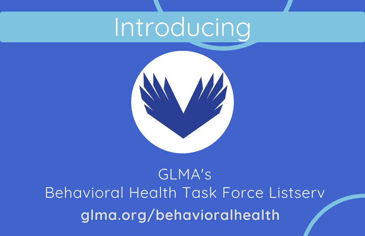 GLMA_LGBTHealth's tweet image. We are thrilled to announce the launch of the GLMA Behavioral Health Task Force listserv! 

The listserv is a space for professional discussion, networking, and collaboration among behavioral health and other healthcare professionals.