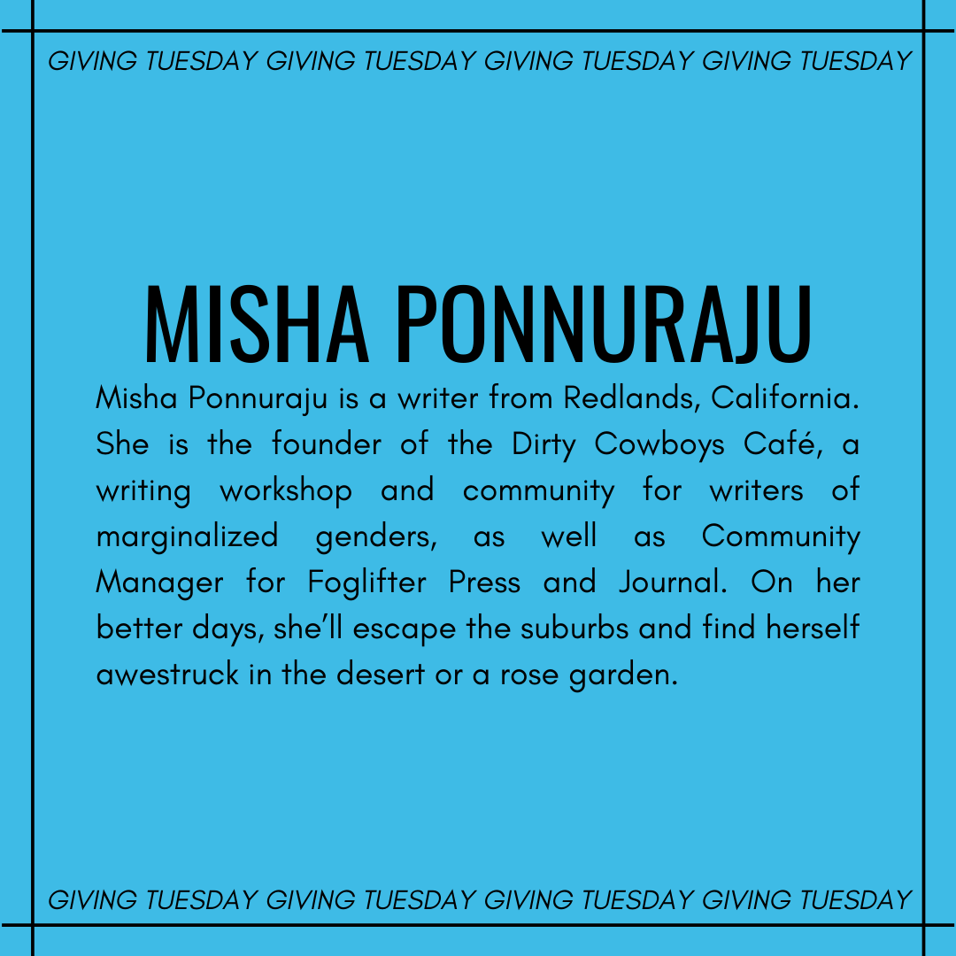 rootswoundsword's tweet photo. RWW alum Misha lets us know what she loves about our programming! 💜#GivingTuesday #SupportRootsWoundsWords

Donate here 👉🏾 https://t.co/vn80YNzMg5

#supportpoc #bipocwriters #writersofcolor #queerwriters #fubu #community https://t.co/Tx6LXYWB9m