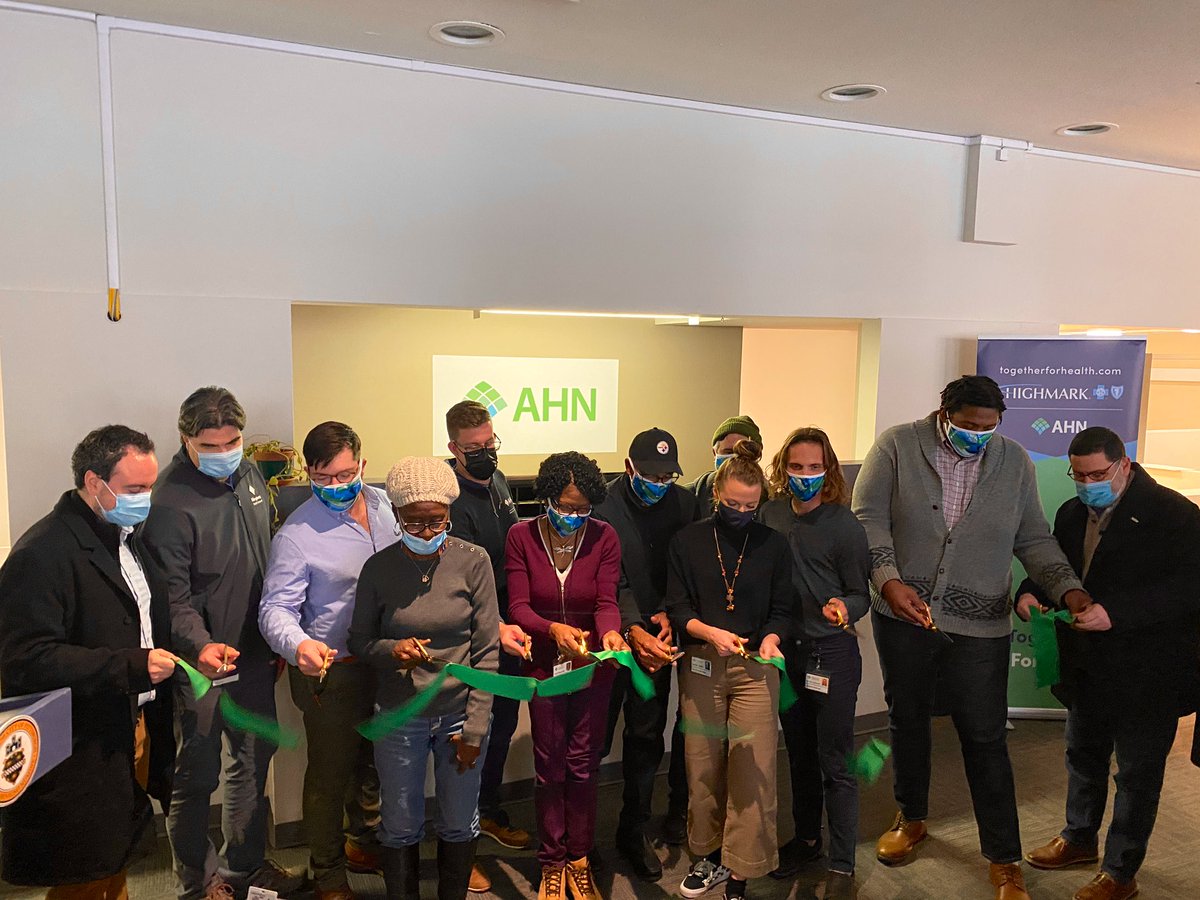 Today, we’re proud to be with officials from <a href="/AHNtoday/">AHN</a>, @Highmark, and the City of <a href="/Pittsburgh/">City of Pittsburgh</a> for the ribbon cutting of the Downtown Community Outreach Hub, the first of three planned across the city.
