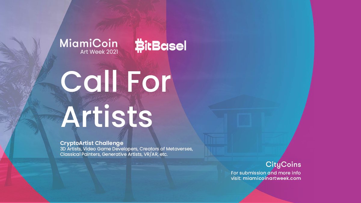 DiegoMey's tweet image. Call for Artists! Make priceless contact with Miami’s Crypto Art Community @mineCityCoins @Stacks @stxnft @bitbaselmiami miamicoinartweek.com/call-for-artis…