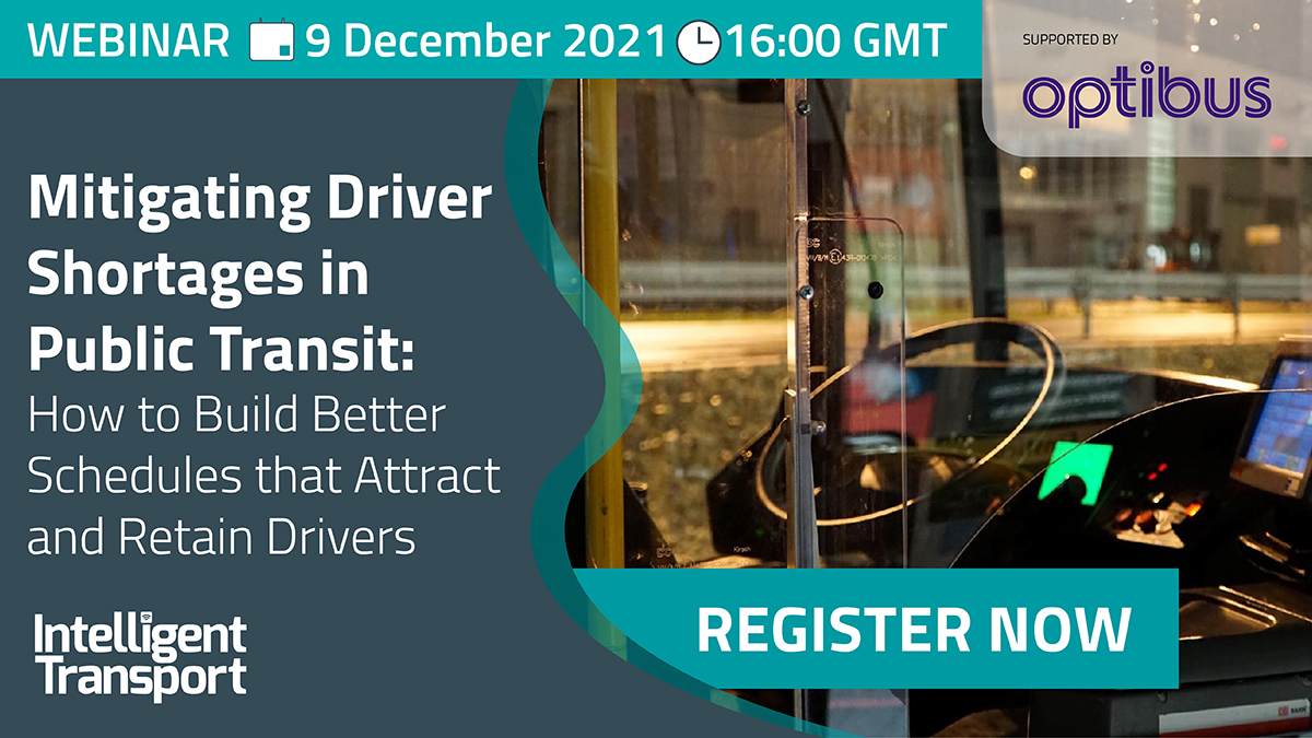 Optibus's tweet image. [2/2] @optidave365, our GM, Europe, will be discussing additional #drivershortage mitigation strategies in our upcoming webinar with @IntelTransport, happening Dec. 9th at 4 pm GMT. 

Register now: hubs.ly/H0_Dqty0

#busfleets #Optibus #IntelligentTransport #busdrivers