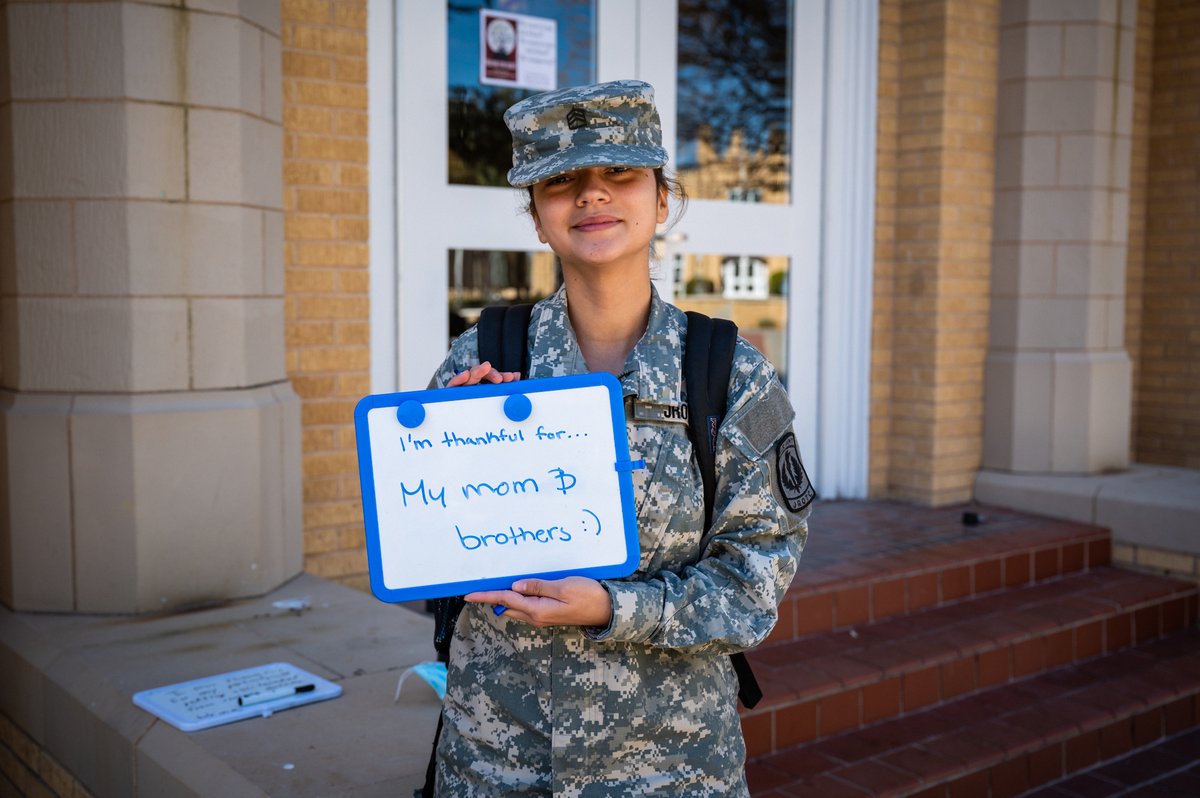 NMMI's tweet image. Our cadets are thankful for many things, but family was mentioned the most! Thank you to all of our #NMMI families! Your support is definitely appreciated! 😊