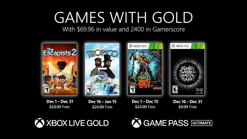 Gameszm's tweet photo. الألعاب المجانية للمشتركين في خدمة Gold على أجهزة Xbox لشهر ديسمبر https://t.co/OdkCpqhhc6