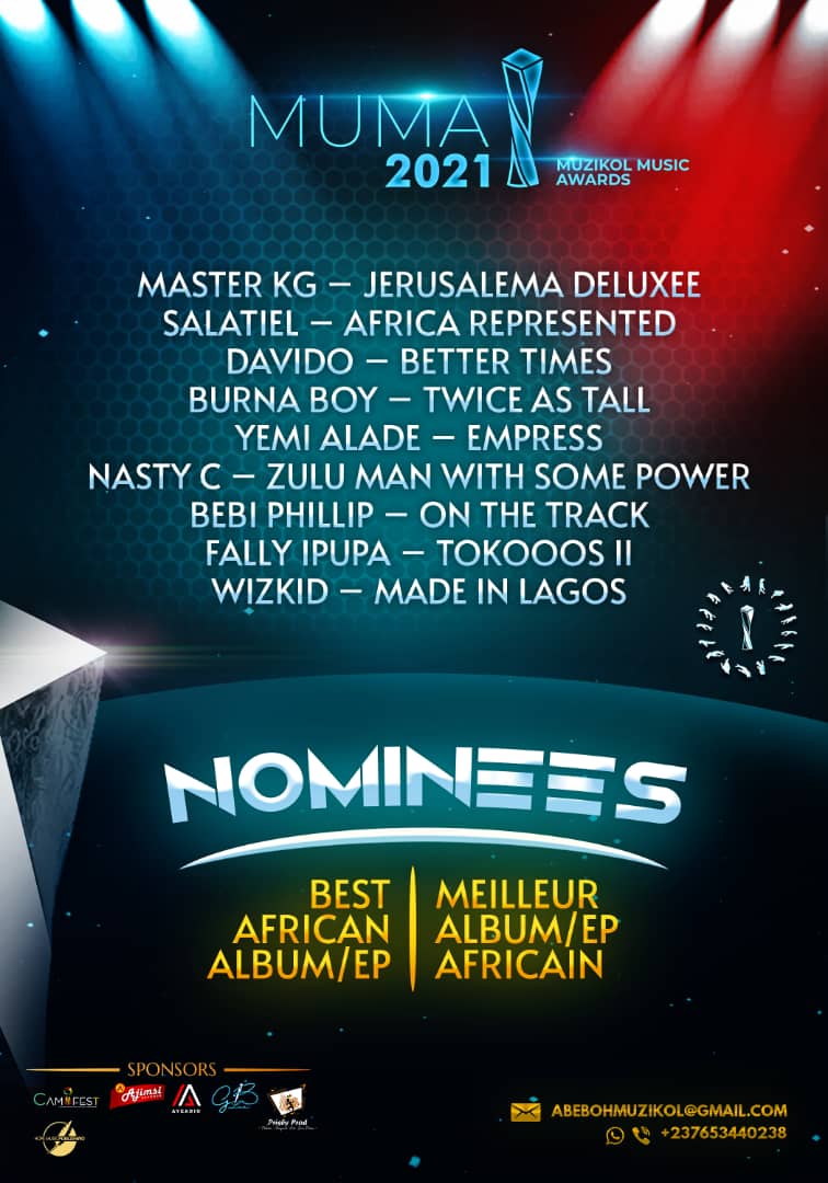 Best African Album /EP 
<a href="/MasterKGsa/">MASTER KG</a> - Jerusalema Deluxee
<a href="/therealsalatiel/">Salatiel</a> - Africa Represented
<a href="/davido/">Davido</a> - Better Times
<a href="/burnaboy/">Burna Boy</a> Twice as Tall 
<a href="/yemialadee/">✊🏾 yemialade</a> - Empress 
<a href="/Nasty_CSA/">IVYSON</a> - Zulu Man with Some Power
<a href="/bebi_philip/">Bebi philip</a> - On the Track
<a href="/fallyipupa01/">Fally Ipupa</a> - Tokooos II
<a href="/wizkidayo/">Wizkid</a> - MIL