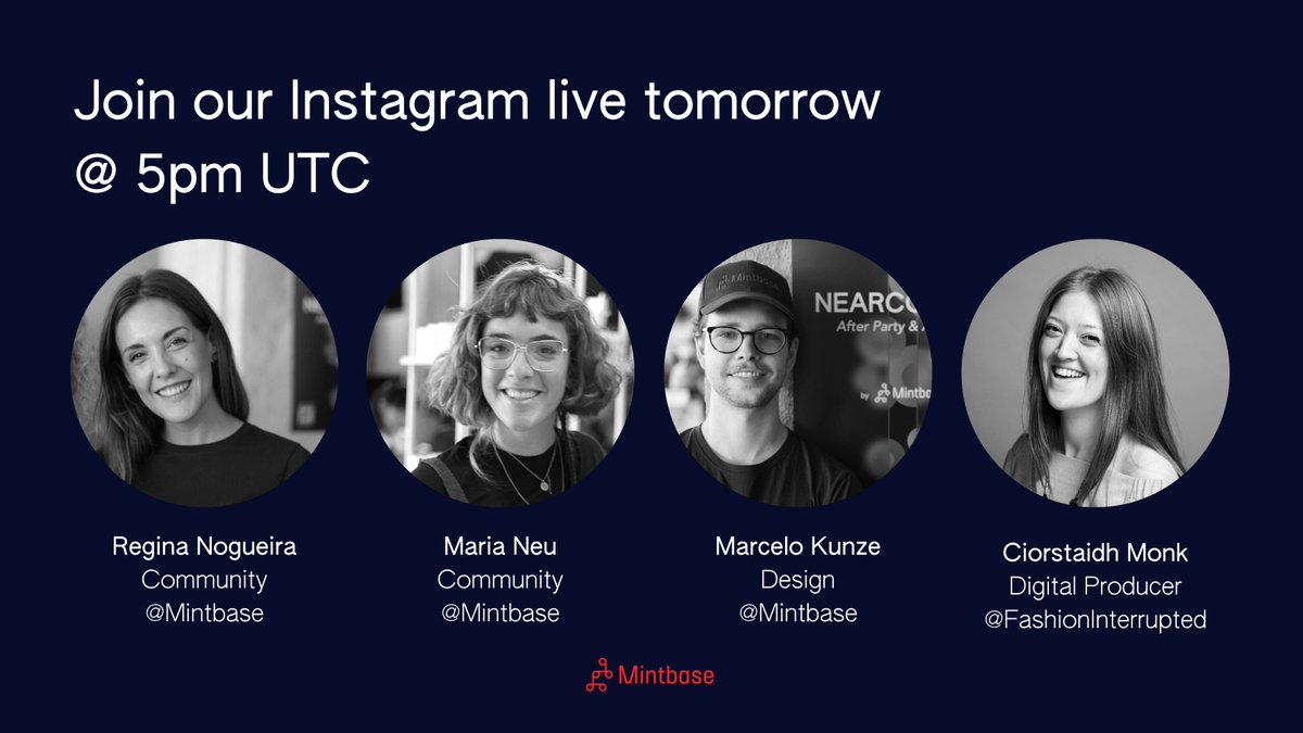 ama_protocol's tweet photo. We'll be speaking to @CiorstaidhMonk about her project @fash_interrupt and their first digital collection, featured on Mintbase and @threexr_
@marcelokunze will also be tuning in to chat about Mintbase's brand and product design ✍️
👋 Join us at https://t.co/dIwxy5Cyyv https://t.co/xHNoWKH3Us