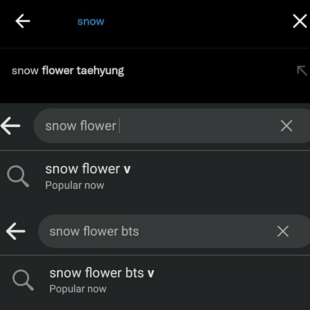 myonlyTAEger's tweet photo. With "Snow Flower" getting viral on tiktok while its lyrics used on twitter, it became on twitter's search bar &amp; currently a popular topic on Facebook!

Aside from asking the title of it, fans and non fans are also making a petition to have it on paid music platforms such as+ https://t.co/Veg0W4IXi1