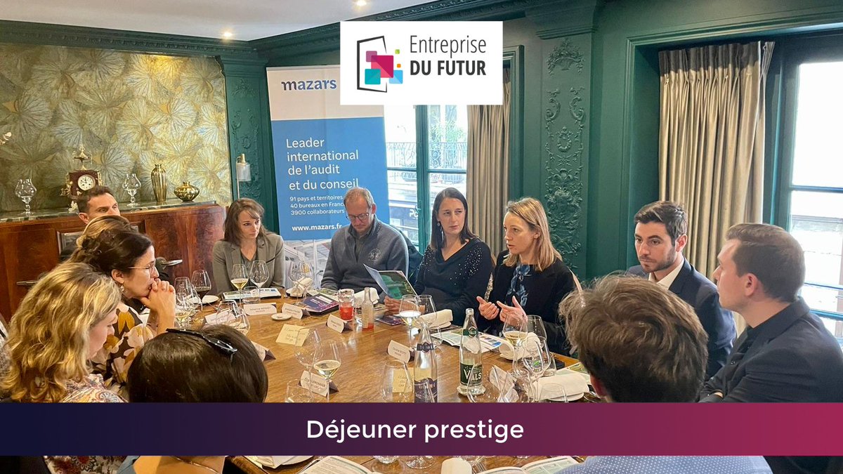 [Déjeuner Prestige @MazarsenFrance x <a href="/EDFutur/">Entreprise DU FUTUR</a>] 🍽️✨

👉 Un moment fort de networking autour d'un déjeuner prestige au restaurant Monsieur P.
Merci aux participants présents d'avoir partagé leur vision &amp; à notre partenaire @MazarsenFrance.