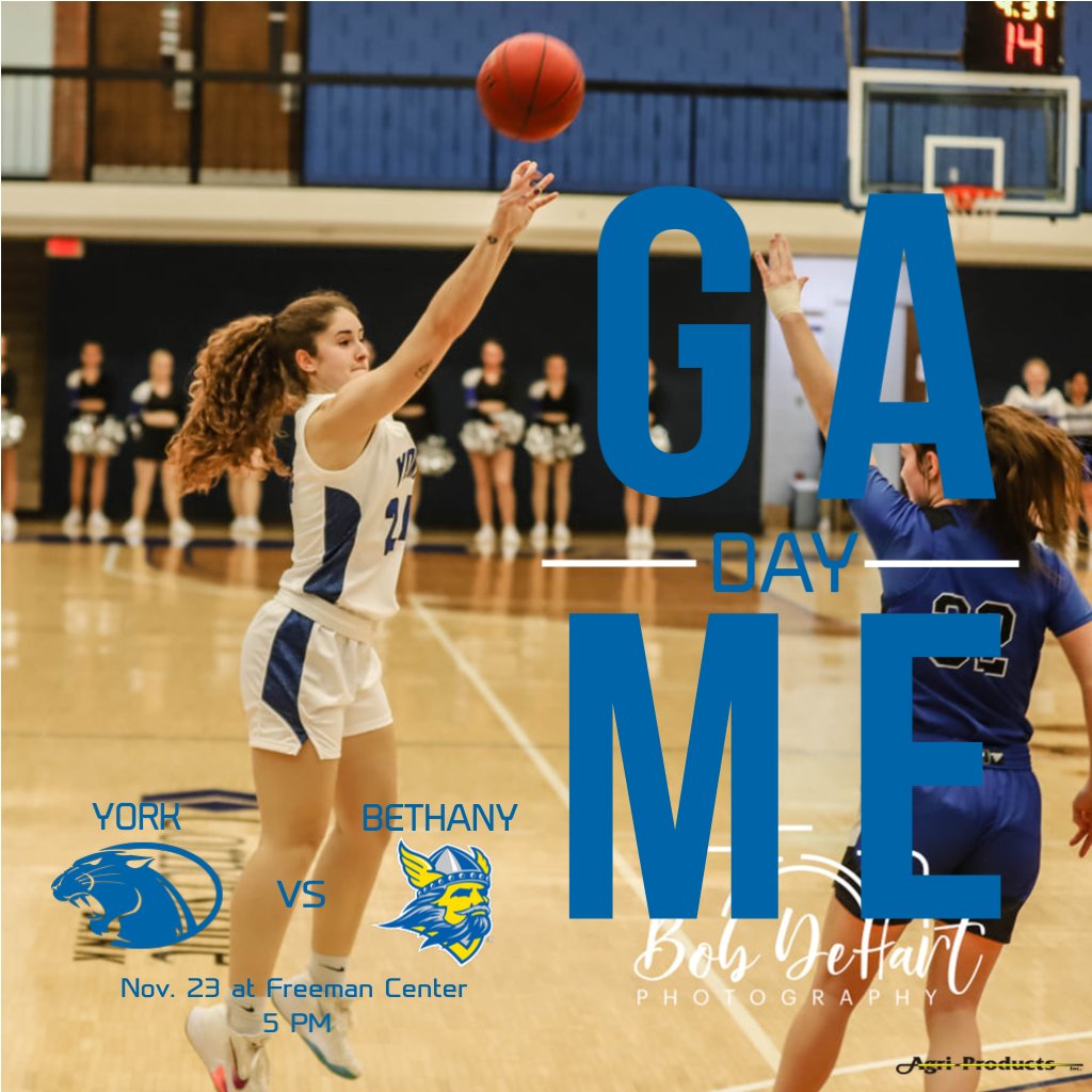 YUGameday's tweet photo. 🏀GAMEDAY🏀

🆚 Bethany Swedes
📍 Freeman Center, York, Neb.
⏰ 5 PM
🎟 https://t.co/jfpVLi2flV
📺 KCAC Network

Good luck Panthers!! 🐾

#WeAreYC #KCACwbb https://t.co/bc5I674f6W