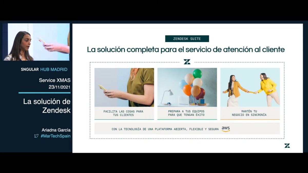 sngular's tweet photo. @Zendesk #ServiceXmas | @ariadna_garcia nos habla de la solución de @Zendesk para comunicarnos con los clientes, cuyas principales características son:
➡️Omnicanalidad.
➡️Flexibilidad.
➡️Reporting robusto.
Evento en directo: https://t.co/R23Jh77n8L https://t.co/zgdqYPXJTl