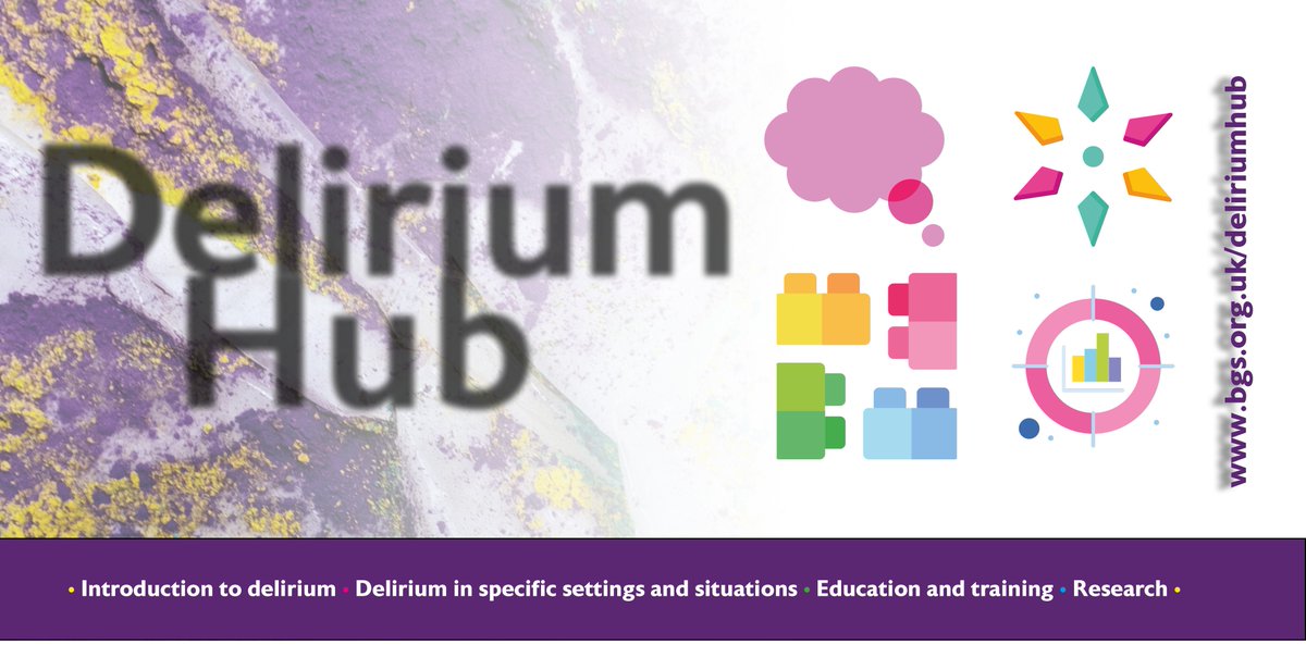 GeriSoc's tweet image. Our new delirium hub includes four interlinked sections: an introduction to delirium; presentation, screening and treatment of delirium in specific settings; education and training; and current research evidence. #BGSconf 
bgs.org.uk/deliriumhub