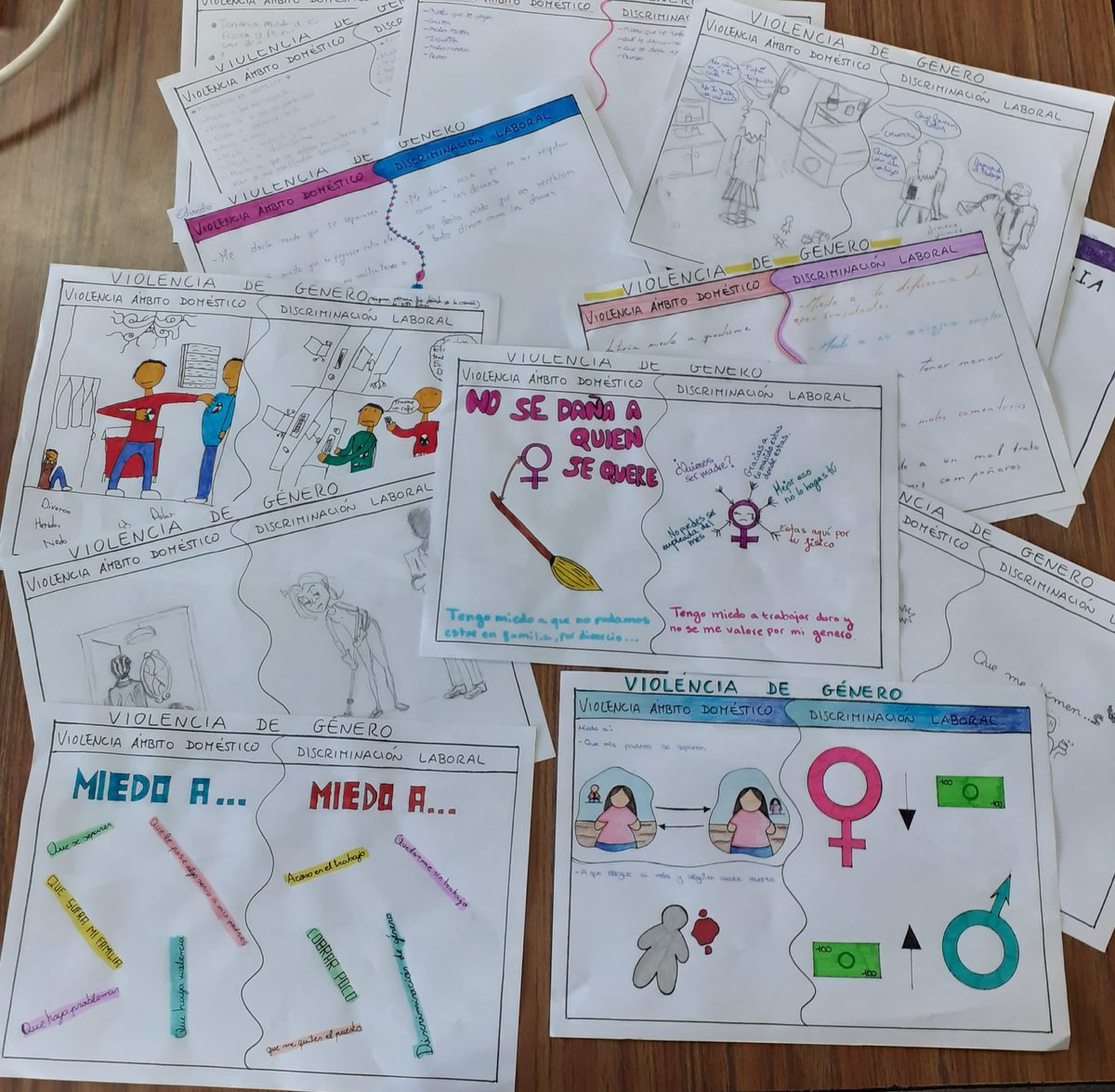 ccvirgenpenabem's tweet photo. Los alumnos/as de 4°ESO @ccvirgenpenabem @FundEducere en el área de Plástica aprenden a gestionar la emoción del miedo a través de un concurso de carteles sobre la violencia de género y la discriminación laboral https://t.co/olWkNAhbbk