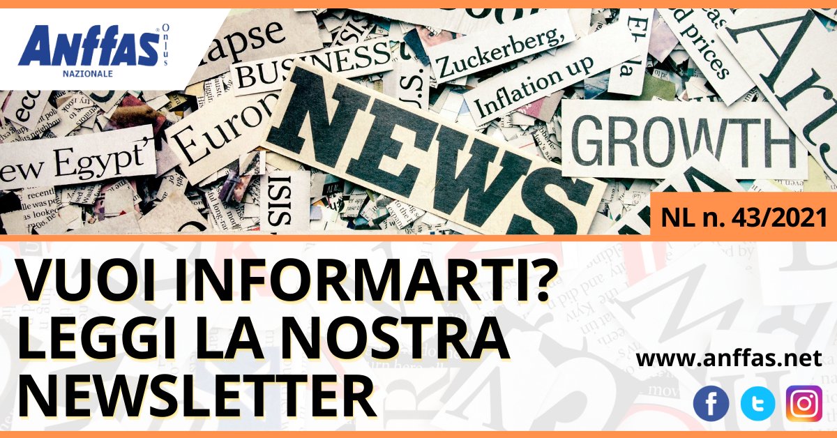 📣 Vuoi rimanere aggiornato❓ Consulta la #newsletter settimanale di #Anffas Nazionale qui: anffas.net/ML/newsletter.…
💻 Per iscriversi compila il form online o invia una mail (anche vuota) con oggetto "iscrivimi alla newsletter Anffas" all'indirizzo email comunicazione@anffas.net.