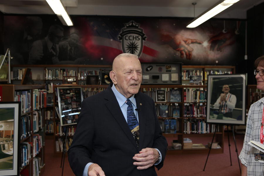 centralcatholic's tweet photo. ☘️ CONGRATS to alumnus Gene Kranz (Class of 1951) on being named 2021 recipient of Smithsonian’s National Air &amp; Space Museum Michael Collins Trophy for Lifetime Achievement!!! Go Irish!!! #CentralToLife l #CentralToSuccess ☘️

See Release Here ↩️ 
https://t.co/jOSxAb2huw https://t.co/eF1RSx02lA