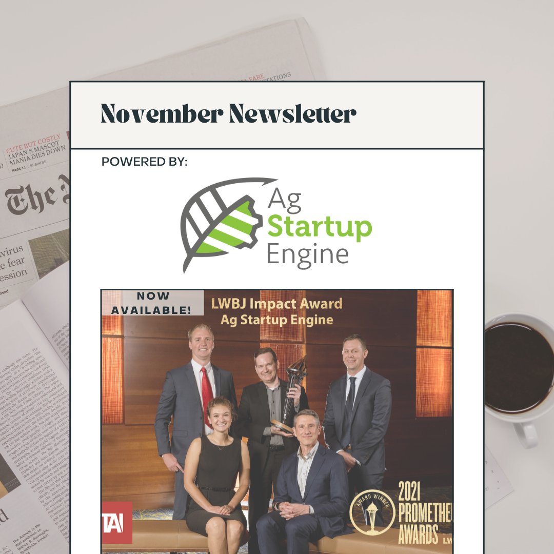 agstartupengine's tweet photo. The November Newsletter is here!
Featuring portfolio companies that have won awards, Birds Eye Robotics, @TractorZoom & Gross-Wen Technologies. News on investments, acquisitions, and so much more! Check it out:
https://t.co/CZ3csJ7q4s
#ASEPortCo #Newsletter https://t.co/rDorup12cS