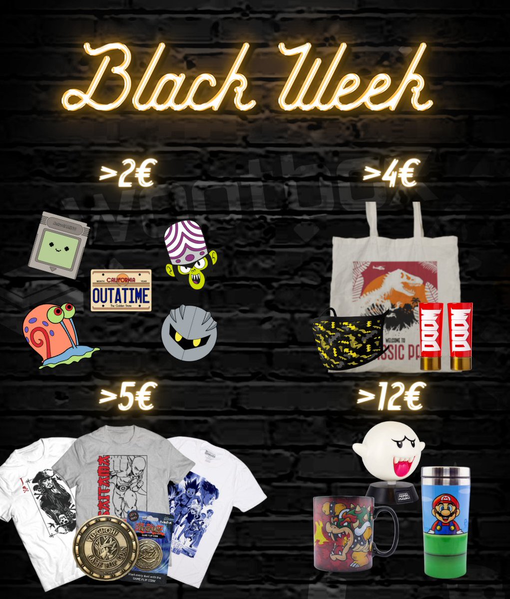 Wootbox_de's tweet photo. Während der „Black Week“ gibt es jede Menge Items für unter 12€!
T-Shirts, Tassen, Anstecknadeln, Accessoires… Entdeckt die perfekte Auswahl an Geschenken zu niedrigen Preisen. 😊
Auf geht’s 👉https://t.co/oIbkl8so5x #BlackFriday https://t.co/K2K73x3KWt