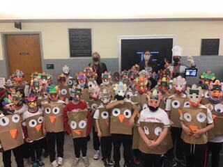 stmschoolatown's tweet photo. #STMspirit Our First Grade made turkey costumes and masks while learning two Thanksgiving poems. We enjoyed parading around to spread the Thanksgiving joy with others! #STMfun #HappyThanksgiving ❤️🖤 https://t.co/y95A8l5E7U