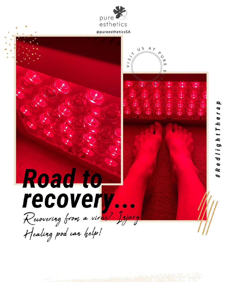 PureEstheticsSA's tweet photo. Redlight therapy is great for overall recovery!

Can be used daily or when needed, for sore muscles, strains, post injury / surgery and it's great for your skin too! Plus it's a great calming experience, and who doesn't love a little time out for yourself?

Schedule your appo ... https://t.co/RXIULod7S8
