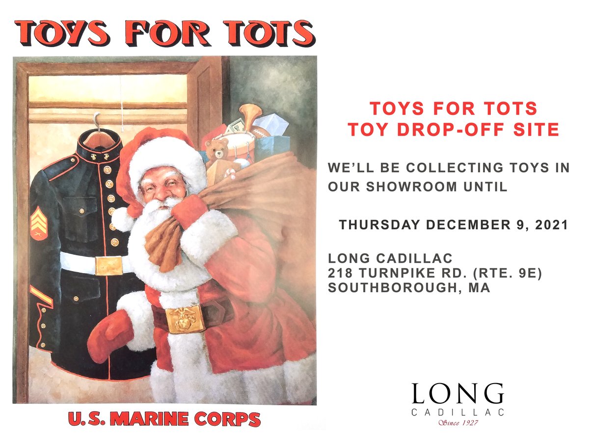 LongAutoGroup's tweet image. We’ll be collecting toys in our showroom for Marine Toys for Tots Foundation until Thursday December 9, 2021. 
🧸 🏈 🎨
This week's holiday hours: 
Wednesday: 8:30 AM–6:00 PM
Thursday: CLOSED
Friday: 8:30 AM–6:00 PM
Saturday: 9:00 AM–5:00 PM