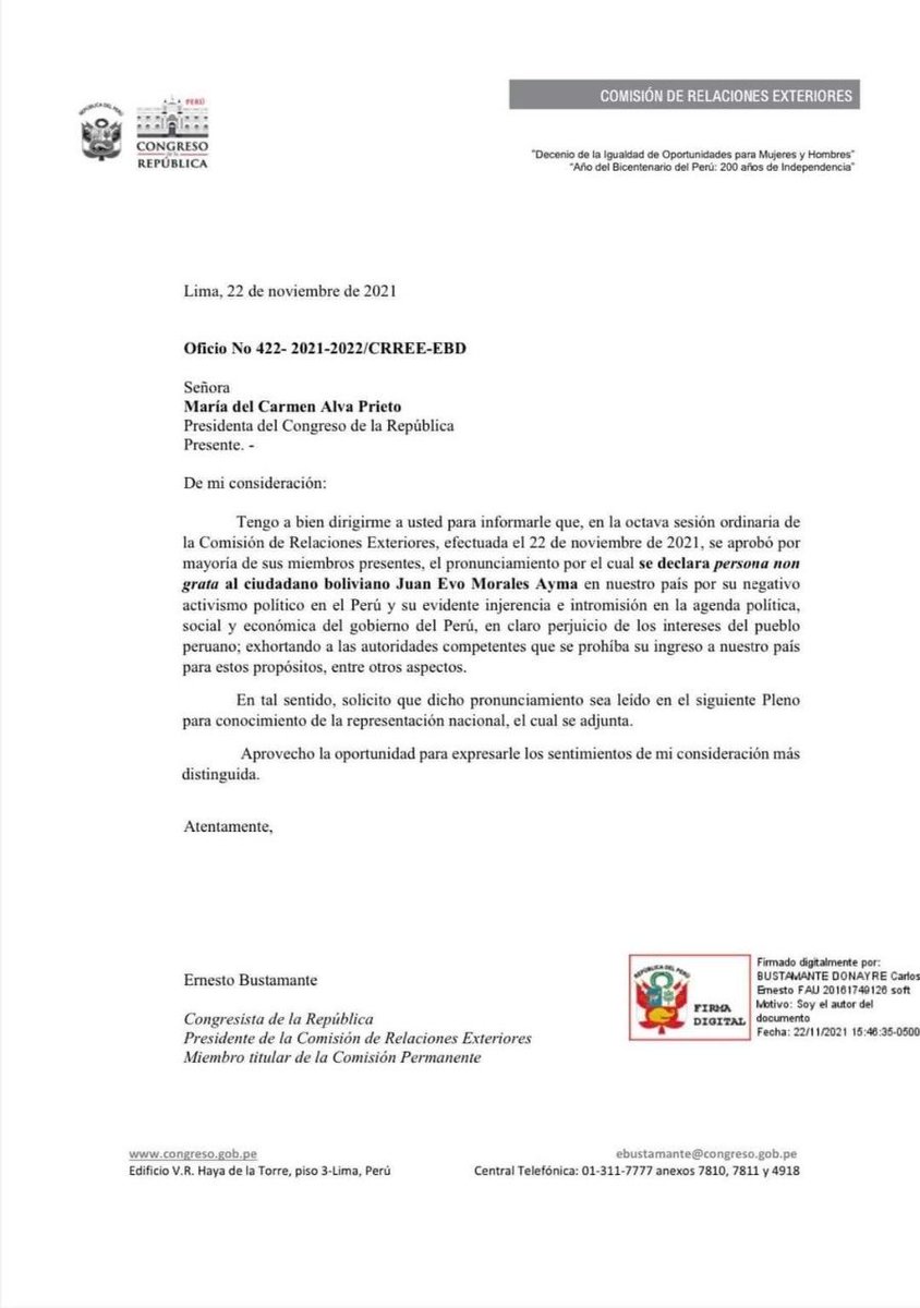 A Morales no lo soportan más. Esta es una prueba contundente verdad? Y a los otros? Pues. Pregúntenles si están invitados a la conferencia mundial de líderes de la democracia.  Basta con eso también, verdad? Que vergüenza.