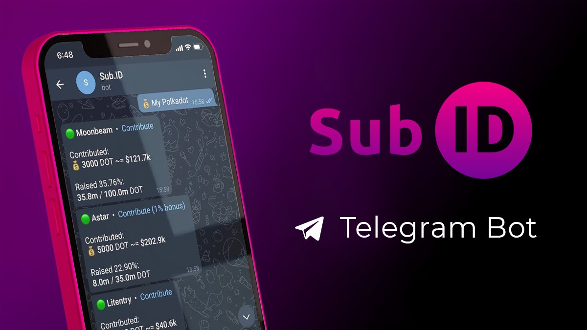 SubsocialChain's tweet image. We have created a Sub.ID Telegram bot (@Sub_ID_Bot) so that you can check crowdloan contributions for Polkadot and Kusama. In the future, we plan to add additional functionality such as balances, so that it has the full functionality of