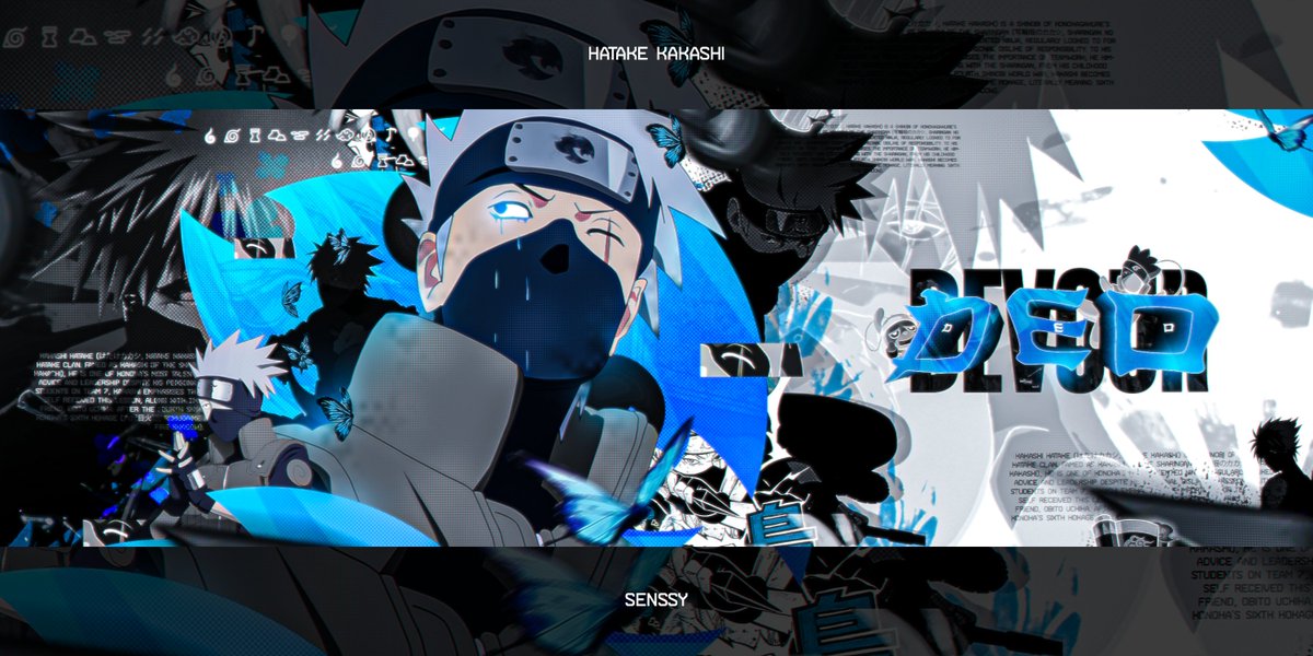 kaeldrifting's tweet photo. " hatake kakashi "
header for @DevourRecruiter 
its costs 0€ to retweet and like 🦋 https://t.co/WBScbjefV3