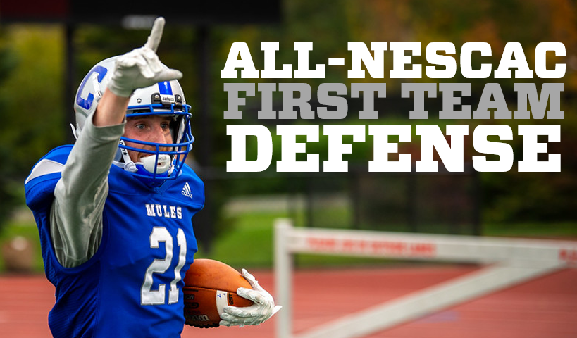 Colby_Football's tweet photo. Congratulations to captain Brett Holmes '22 on being named all-@NESCAC First Team Defense! Brett earned this honor despite missing the final 3.5 games due to injury. He finished tied for 3rd in the league in interceptions with 3. #MuleMade #SaddleUp https://t.co/IYoIYf2km0