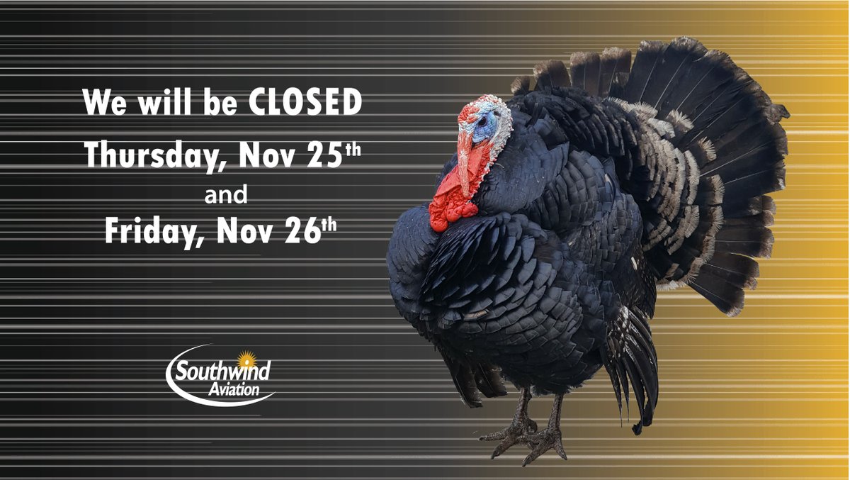 southwindOKFL's tweet photo. #ClosedForTheHoliday #HappyThanksgiving #THXGiving #GobbleGobble #Thanksgiving #Thanksgiving2021 #GiveThanks #Aviation #BizAv  #AircraftTechnicians #AviationMaintenance #AviationTechnicians #FloridaAviation #OklahomaAviation #FamilyTime #TurkeyDinner #Feast https://t.co/fP9JCpIYpk