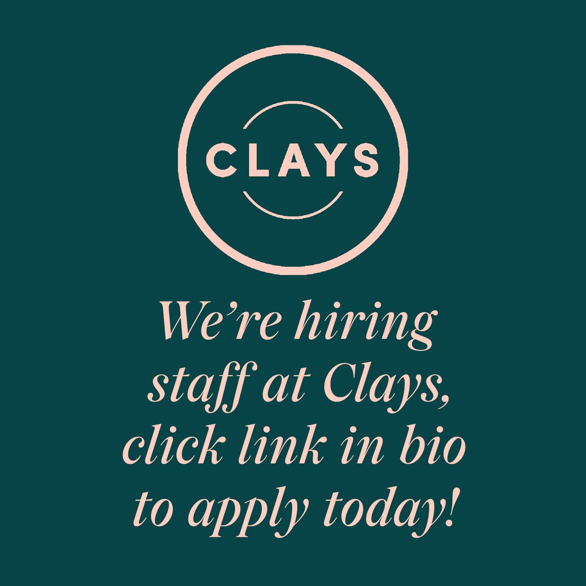 Aim high and get yourself a job you deserve!

We're looking for brilliant people to join our bar and kitchen teams. Could you be the person we're looking for?

Apply today: bit.ly/3lAjUSd

 #claysbar #clayslondon
