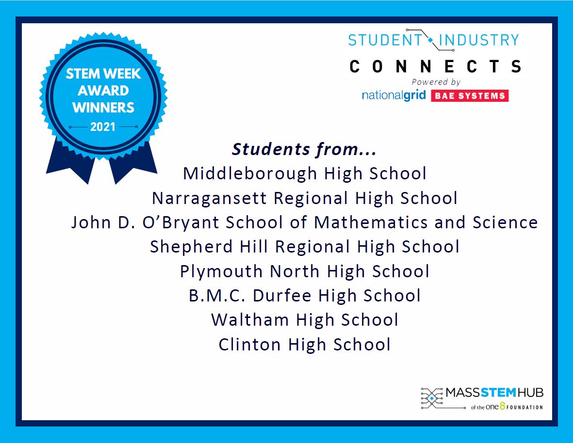 Please join us in celebrating the winning high school students of Student Industry Connects and #MassSTEMWeek!  Industry experts recognized their #STEM projects as award winners - thank you to all the participating schools and to industry professionals! #BAEsystems