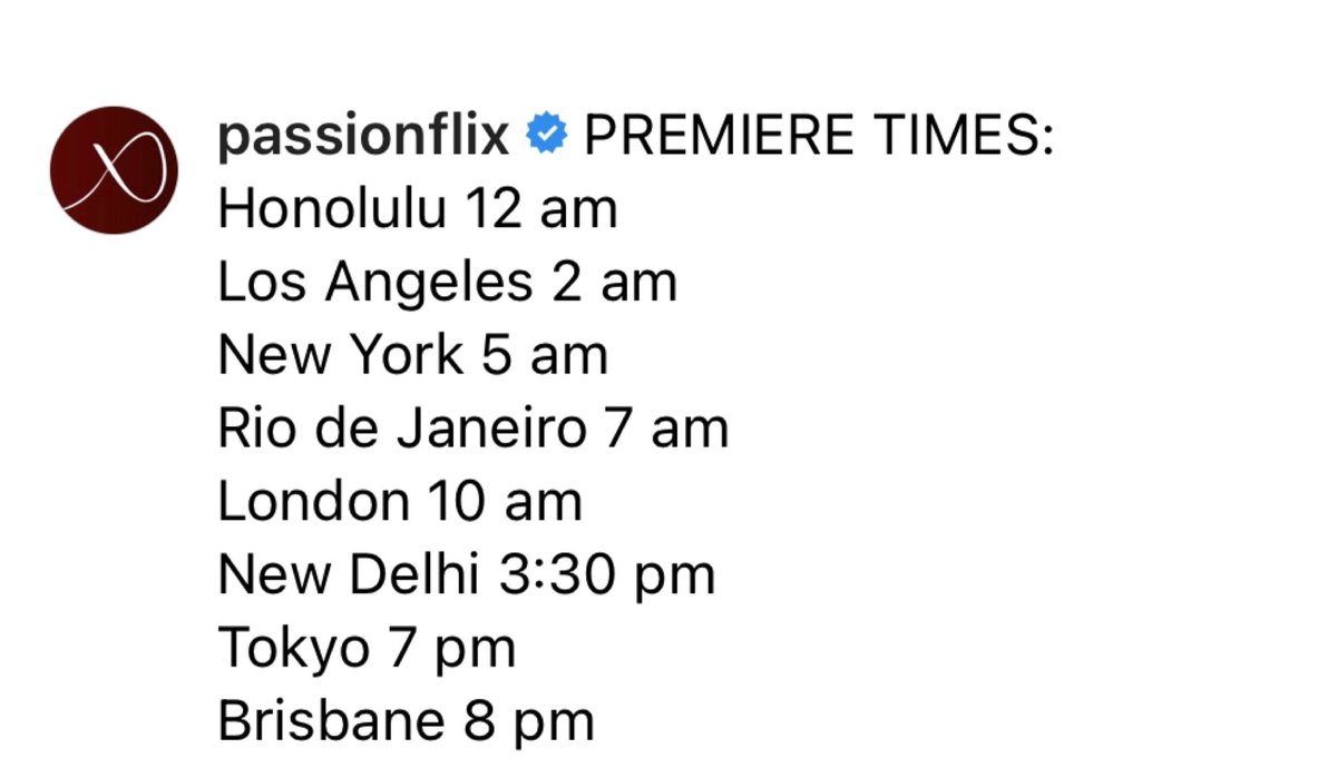 Corrected premiere times