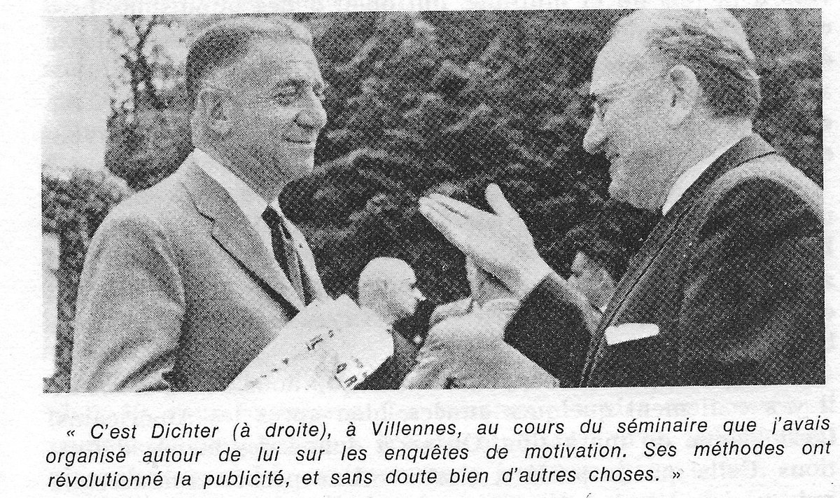 MaitresLa's tweet photo. 1961 : Deux maîtres de la manipulation se rencontrent. Marcel #Bleustein Blanchet invite Ernest #Dichter à Villennes-sur-Seine pour un séminaire de deux jours. Il considère les études motivationnelles comme le "radar de la publicité moderne". https://t.co/c6JoBI3k48