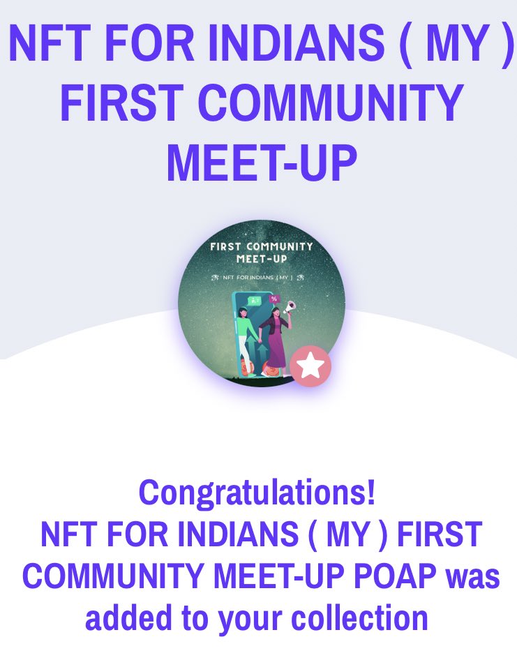 From hanging out in  @nftforindiansmy discord to meet up in real life 😆 

I’m really grateful for having such a great support system - like a family. And most importantly, we mingled well in this meet up ✌🏻. 

Credits to <a href="/linkeshwarr/">linkeshwar.eth</a> and @shavhekhaa.  

Yo, that’s our POAP!