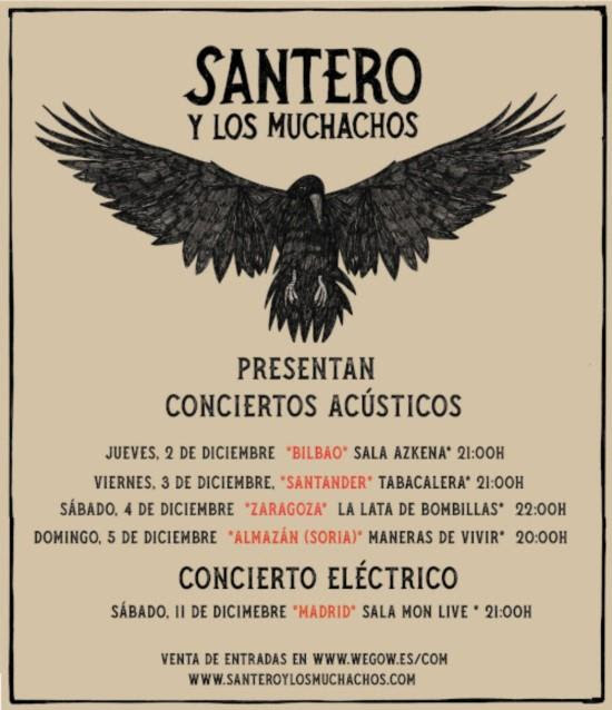Mañana <a href="/SanteroyM/">Santero y Los Muchachos</a> inician su gira en formato trío en la <a href="/AzkenaSala/">Sala Azkena Bilbao</a> de Bilbao. Una gira que los llevará a Santander, Zaragoza y Soria. Además terminará con un concierto eléctrico en Madrid. Las entradas a la venta en <a href="/wegowES/">wegowes</a>